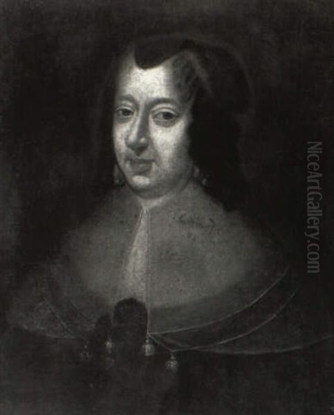 Portrait Of Anne Of Austria Oil Painting by Pierre Mignard