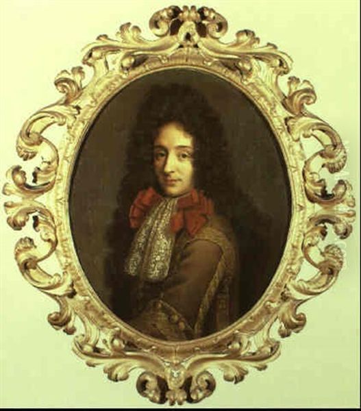 Portrait Of A Gentleman Wearing An Embroidered Brown Coat Oil Painting by Pierre Mignard