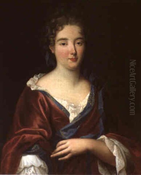Bildnis Einer Jungen Dame Mit Einem Blauen Band Im Haar Oil Painting by Pierre Mignard