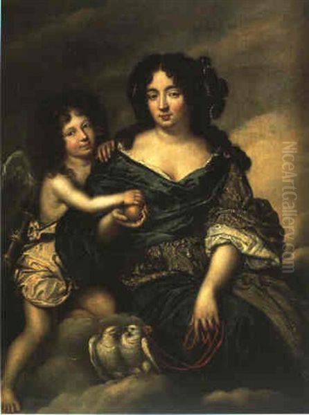 Portrait D'une Jeune Femme En Venus Et De Son Enfant Oil Painting by Pierre Mignard