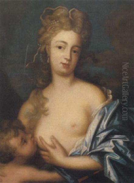 Portrait Einer Schonen, Die Einem Kind Die Brust Gibt Oil Painting by Pierre Mignard