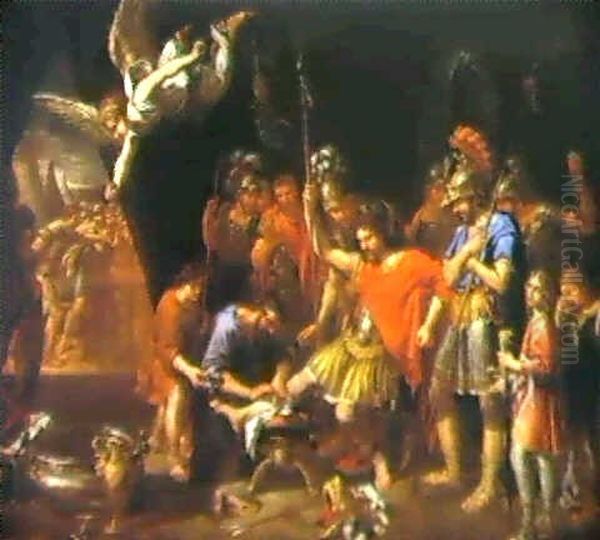 Godefroy Tended By An Angel Oil Painting by Pierre Mignard