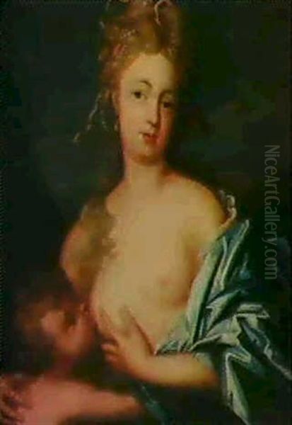 Bildnis Einer Dame Als Caritas. Oil Painting by Pierre Mignard