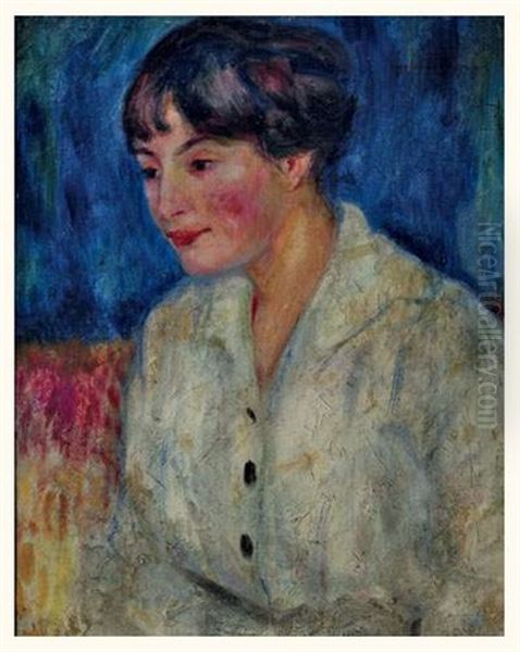 Portrait De Femme Oil Painting by Lucien Rene Mignon