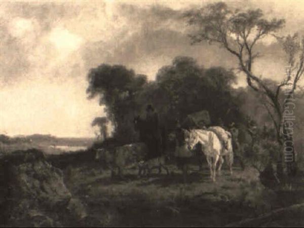 Dutch Explorers Above The Hudson River Oil Painting by Louis Remy Mignot