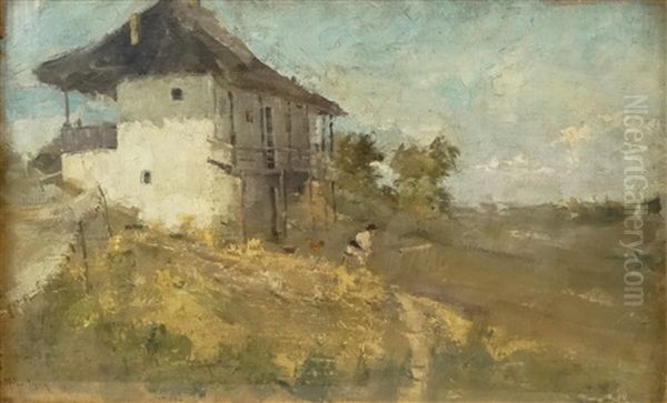 Peasant House Oil Painting by Dimitrie Mihailescu