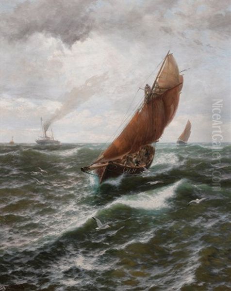 Homeward With A Fair Wind Oil Painting by Thomas Rose Miles