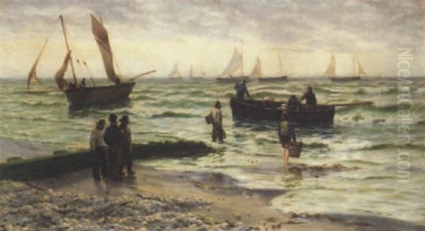 Waiting For The Catch Oil Painting by Thomas Rose Miles