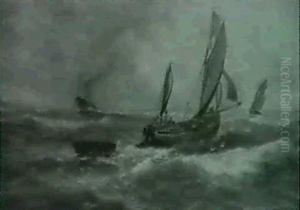 Wind And Rain Off Sheerness Oil Painting by Thomas Rose Miles