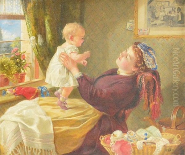 Mother And Child In A Domestic Setting Oil Painting by Sir John Everett Millais
