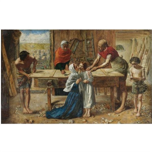 Christ In The House Of His Parents (in Collab. W/rebecca Salmon (1832-1886)) Oil Painting by Sir John Everett Millais