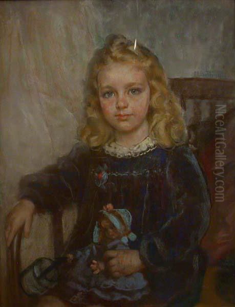 Ritratto Bambina - Portrait OfGirl Oil Painting by Mario Giuseppe Bettinelli