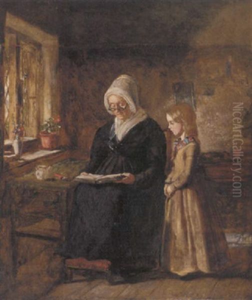 The Reading Lesson Oil Painting by Sir John Everett Millais