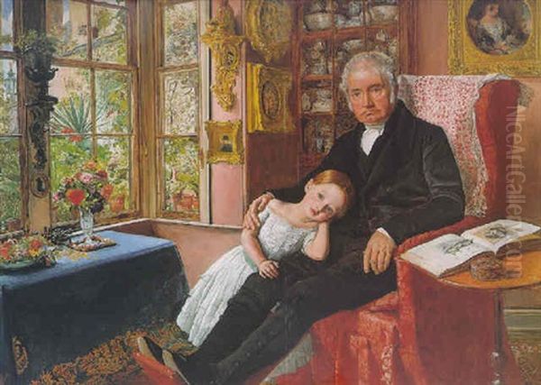 James Wyatt And His Granddaughter Mary Wyatt Oil Painting by Sir John Everett Millais