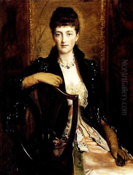 Portrait Of Alice Sophia Caroline Wortley, The Artist's     Third Daugher, Following Her Marriage In 1886.............. Oil Painting by Sir John Everett Millais