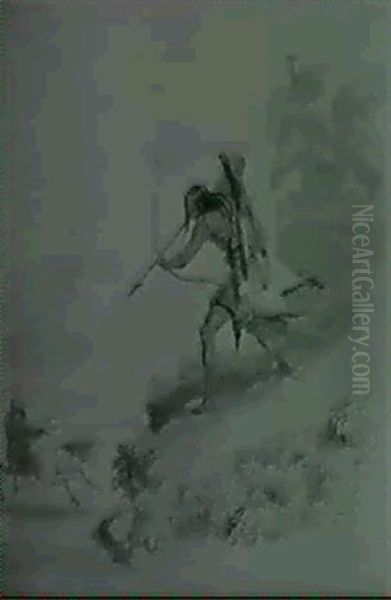 A Sioux Indian In Pursuit Of An Enemy Oil Painting by Alfred Jacob Miller