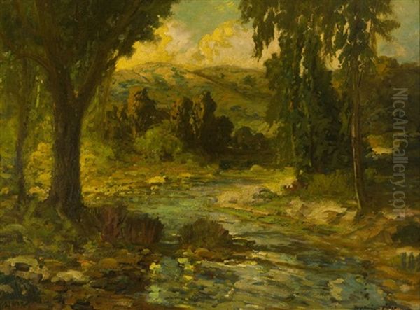 Stream Through A Spring Landscape Oil Painting by Ralph Davidson Miller
