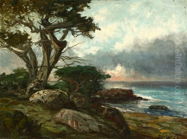 Cypress Trees On The Carmel Coast Oil Painting by Ralph Davidson Miller