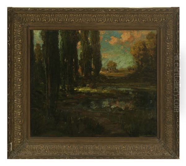 Landscape With Cypress Trees Oil Painting by Ralph Davidson Miller