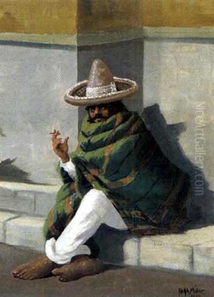 Rauchender Mexikaner Oil Painting by Ralph Davidson Miller