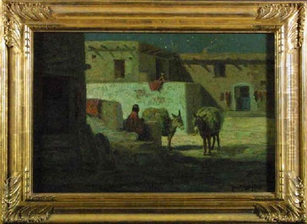 Moonlit Adobe Oil Painting by Ralph Davidson Miller