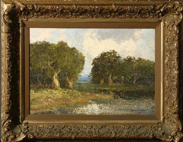 Wooded River Landscape Oil Painting by Ralph Davidson Miller