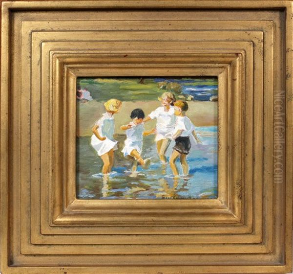 Children In Water Oil Painting by Susan Barse Miller