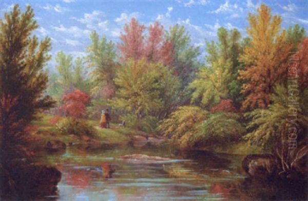 A Summer Walk (central Park?) Oil Painting by William Rickarby Miller