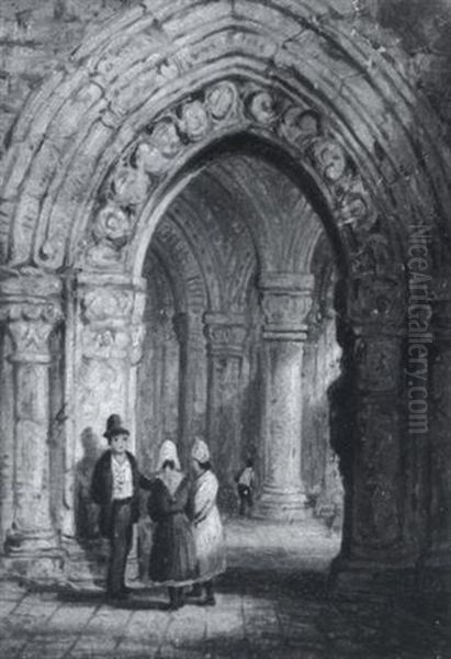 Doorway In Ruin, Normandy, France Oil Painting by William Rickarby Miller