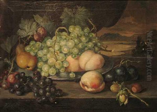 Stillleben Mitfruchten Auf Einem Zinnteller Oil Painting by Heinrich Betzold