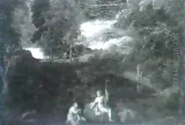 Paysage Avec Tobie Et L'ange Oil Painting by Jean Francois (Francisque) Millet the Younger