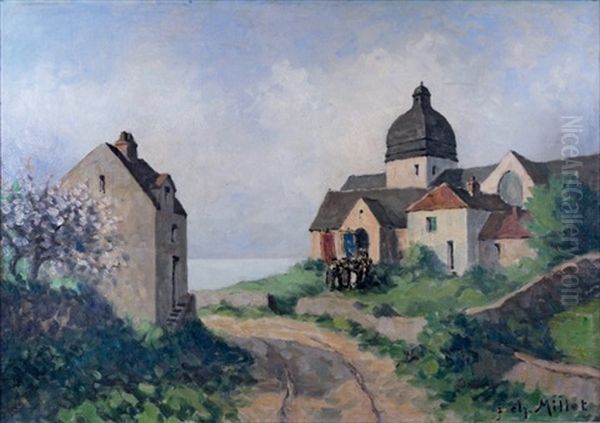 Sortie D'eglise En Bretagne Oil Painting by Jean-Charles Millet