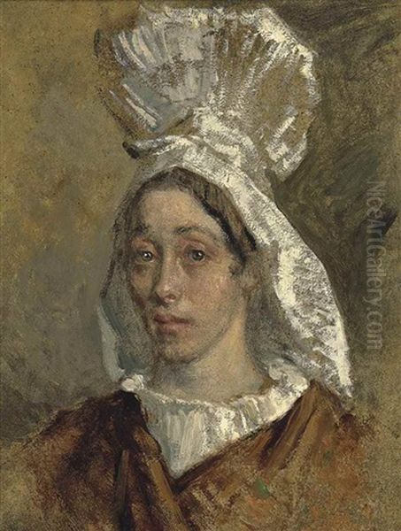 Portrait Of A Woman, Probably The Artist's Sister Oil Painting by Jean-Francois Millet