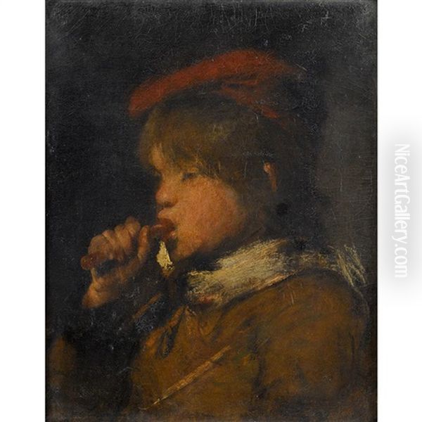 Boy With Flute Oil Painting by Jean-Francois Millet