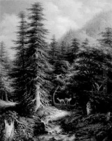 Idylle Am Waldbach Oil Painting by Thaddaus Millian