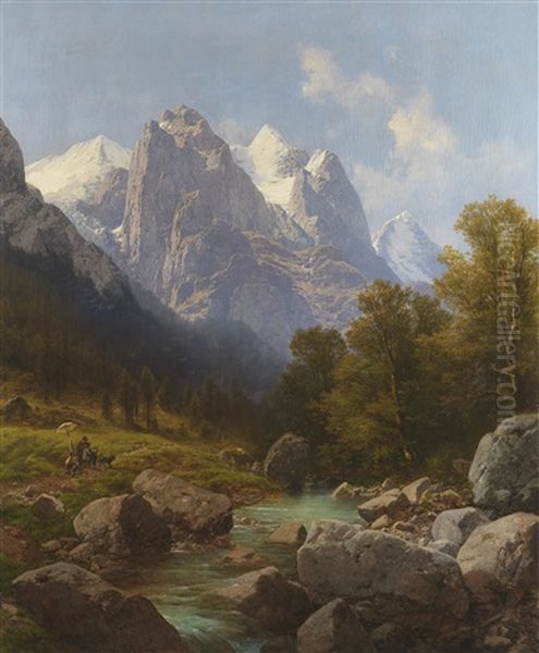 Der Maler Im Gebirge Oil Painting by Karl Millner