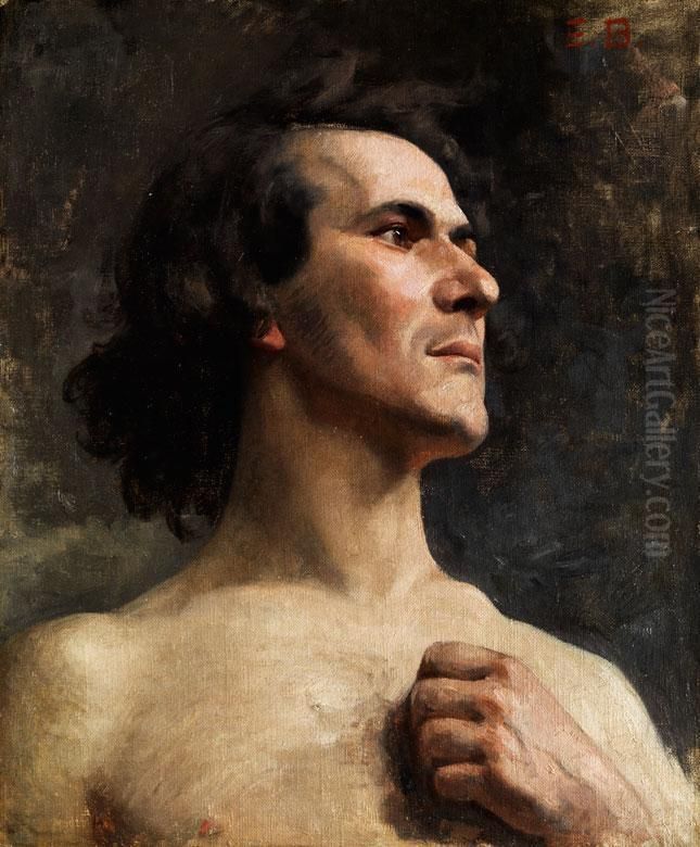 Brustbild Eines Jungen Mannes Oil Painting by Emil Beurmann