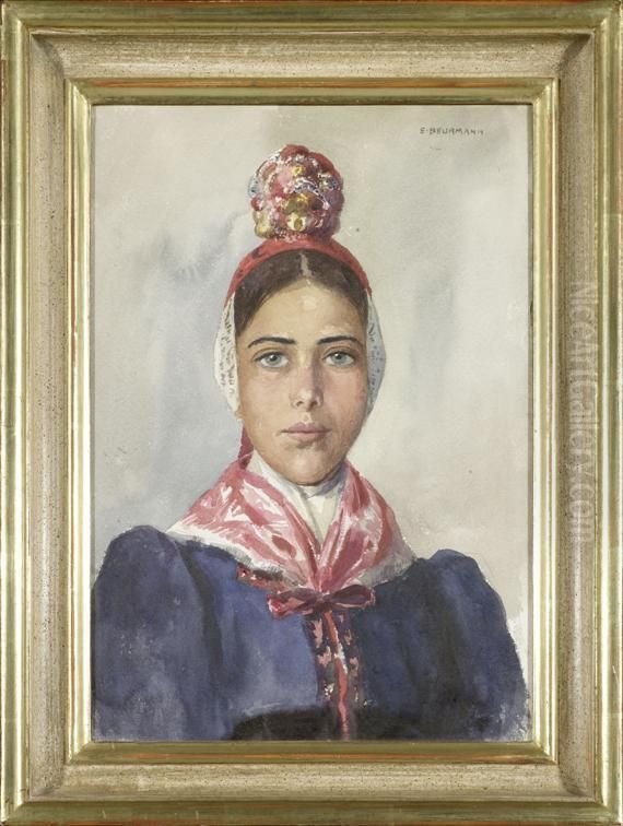 Portrait Of A Lady Oil Painting by Emil Beurmann