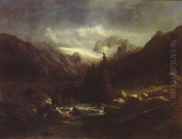 Paysage De Montagne Oil Painting by Karl Millner