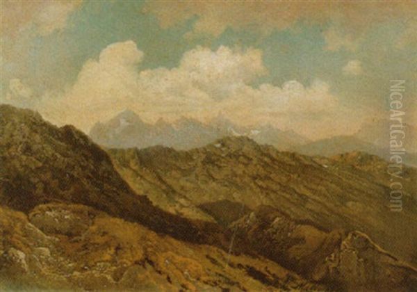 Felsige Alpenlandschaft Oil Painting by Karl Millner