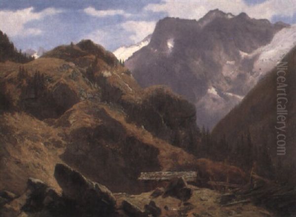 Hochgebirgslandschaft Oil Painting by Karl Millner