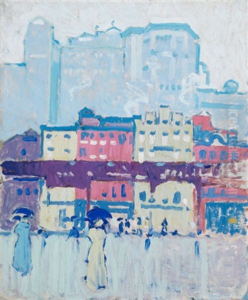 City Rain Oil Painting by David Brown Milne