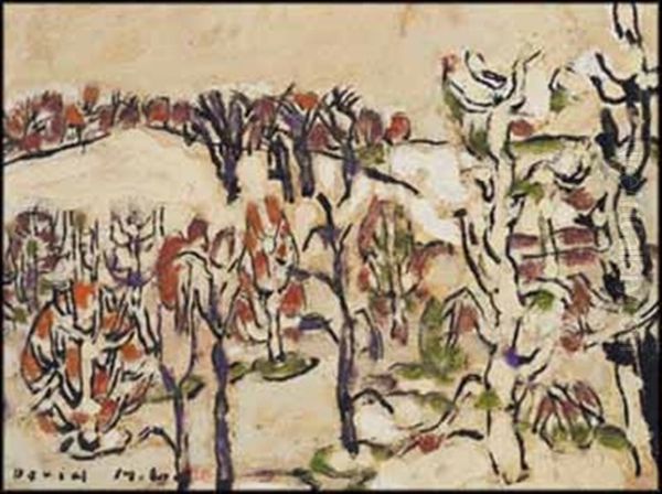 Trees In Winter, Palgrave, Ontario Oil Painting by David Brown Milne