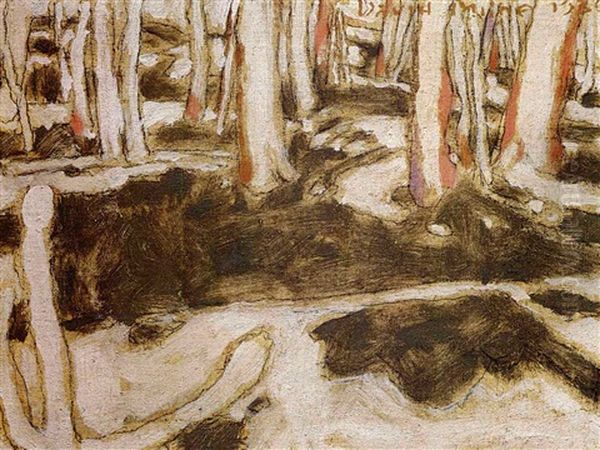 Early Spring In The Sugar Bush Oil Painting by David Brown Milne