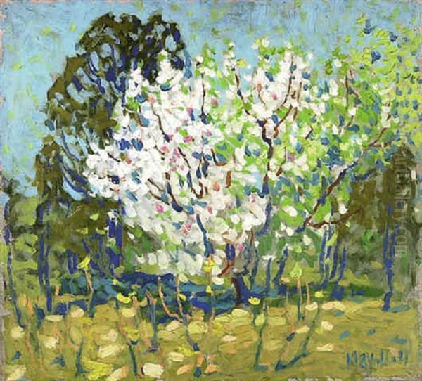 Blossoming Tree Oil Painting by David Brown Milne