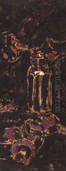 Petunias And Nicotiana Flowers Oil Painting by David Brown Milne