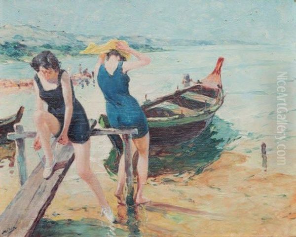 Les Baigneuses Oil Painting by Joseph Milon