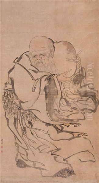 God Of Longevity Oil Painting by  Min Zhen