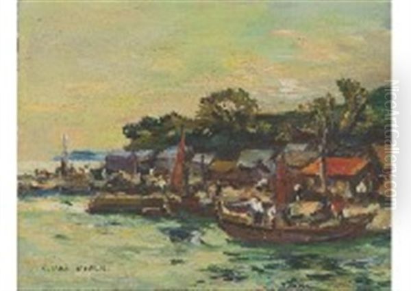 Fisherman Return To Their Village Oil Painting by Kunzo Minami