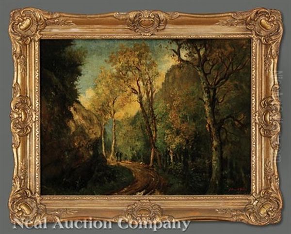 Between Keene Valley And Fort Henry, Essex County, Adirondacks, New York Oil Painting by Robert Crannell Minor Sr.